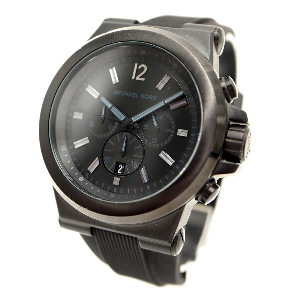 Michael Kors Dylan Black Stealth 48mm Chronograph Watch MK-8152 w New Battery